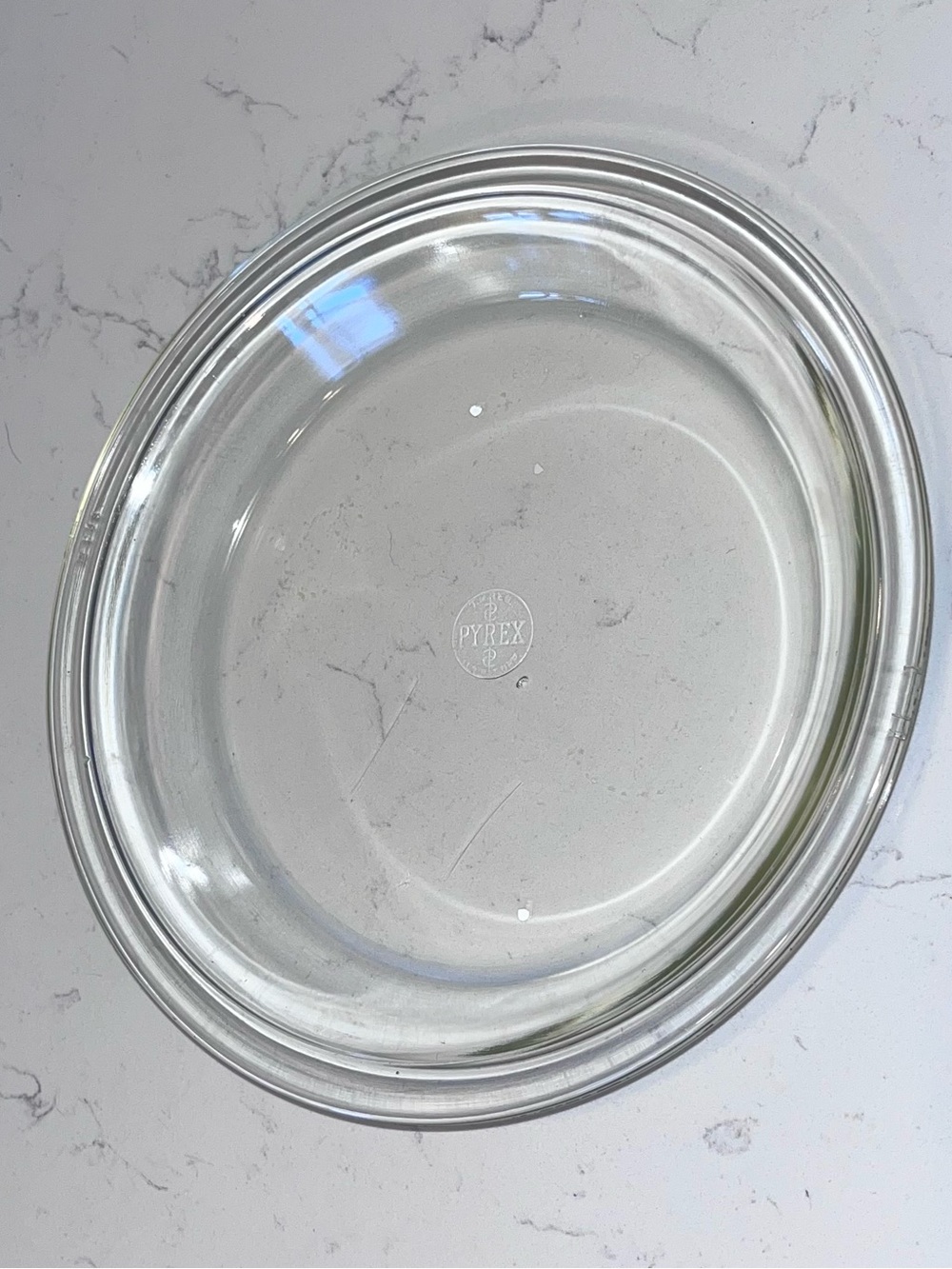 Vintage- Antique Pyrex Pie Plate 9'' Clear Glass Flat Rim #209 USA FIRST LOGO!!